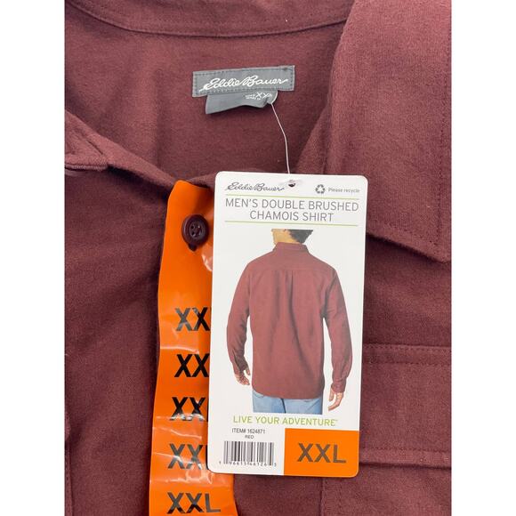 New EDDIE BAUER Men Double Brushed Chamois Shirt Long Sleeve Sz XXL Button Front - Picture 4 of 8
